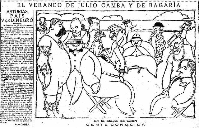 1918-08-14,_El_Sol,_en_la_playa_de_Gijon,_Bagari╠üa_Julio_Camba